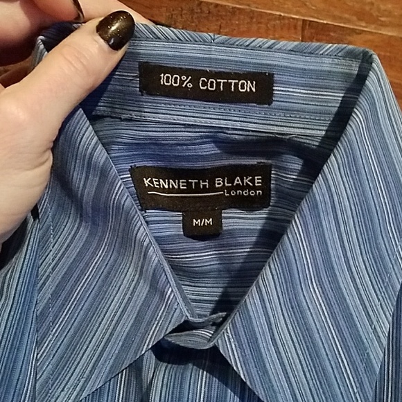 Multiple blues pinstripes with embroidery - Picture 2 of 5